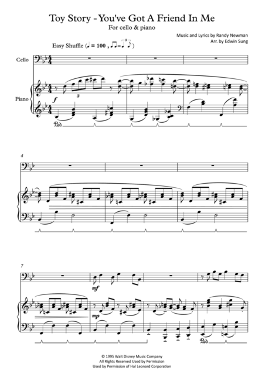 You've Got A Friend In Me Cello Solo scores gallery preview page 1