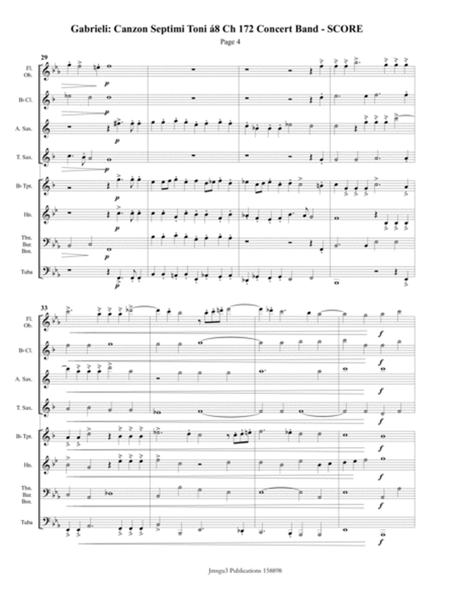 Gabrieli: Canzon Septimi Toni Ch. 172 for Concert Band image number null