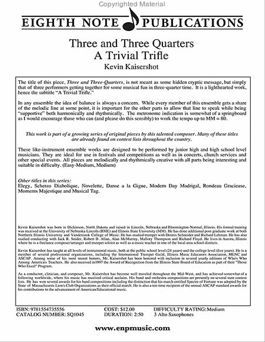 Three and Three Quarters Small Ensemble scores gallery preview page 2