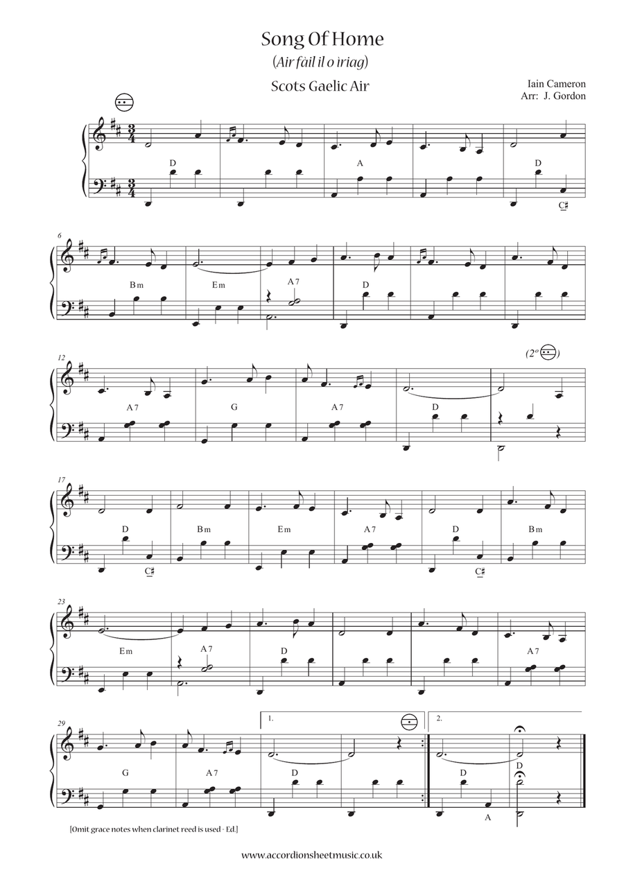 Song Of Home Accordion scores gallery preview page 1