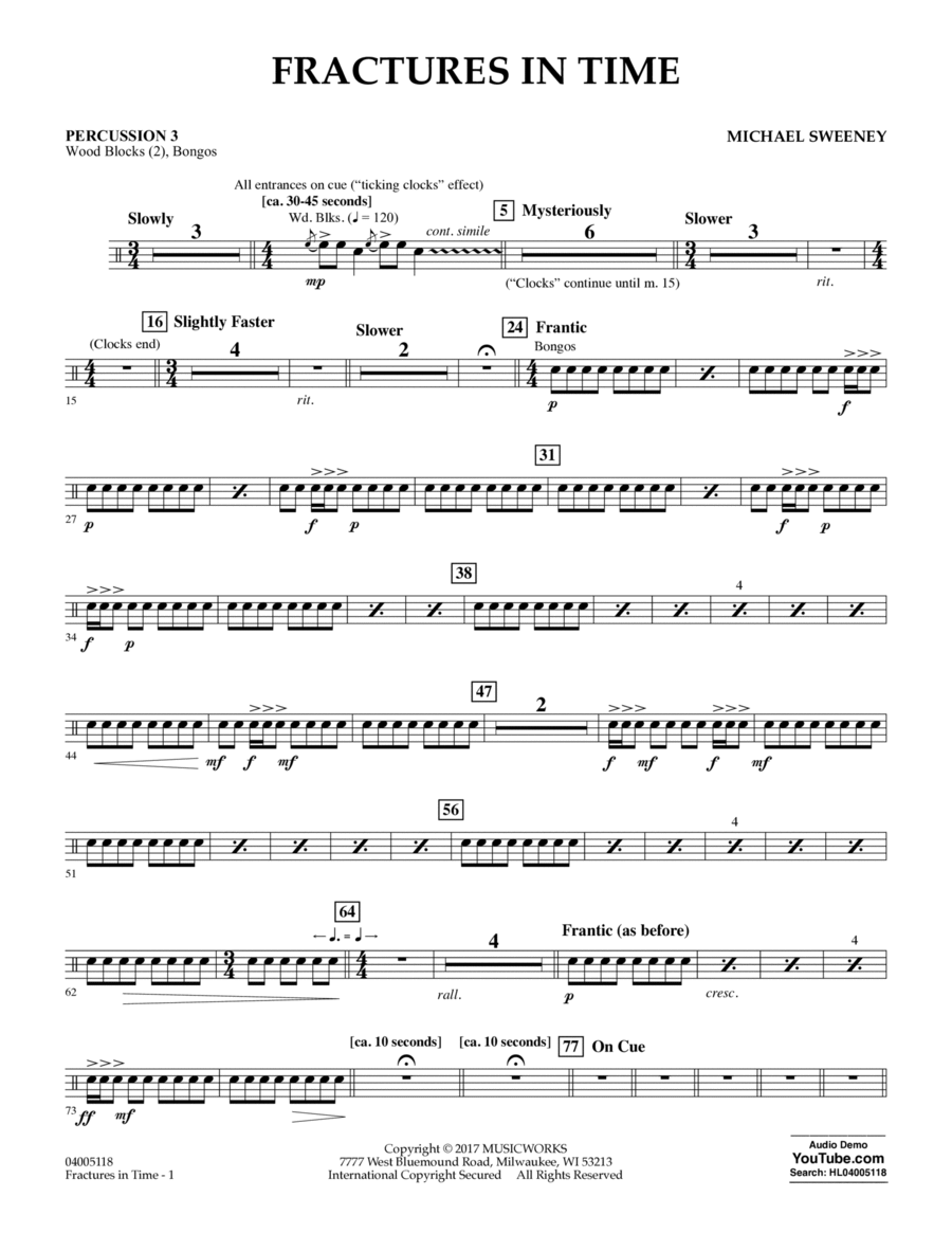 Fractures in Time - Percussion 3 Percussion scores gallery preview page 1