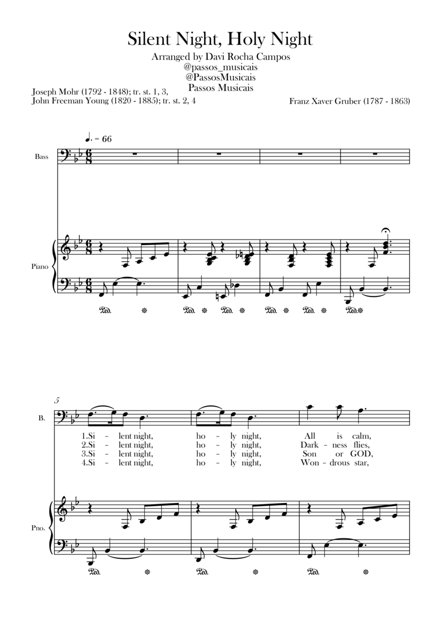 Silent Night, Holy Night Silent Night, Holy Night Bass Voice scores gallery preview page 1