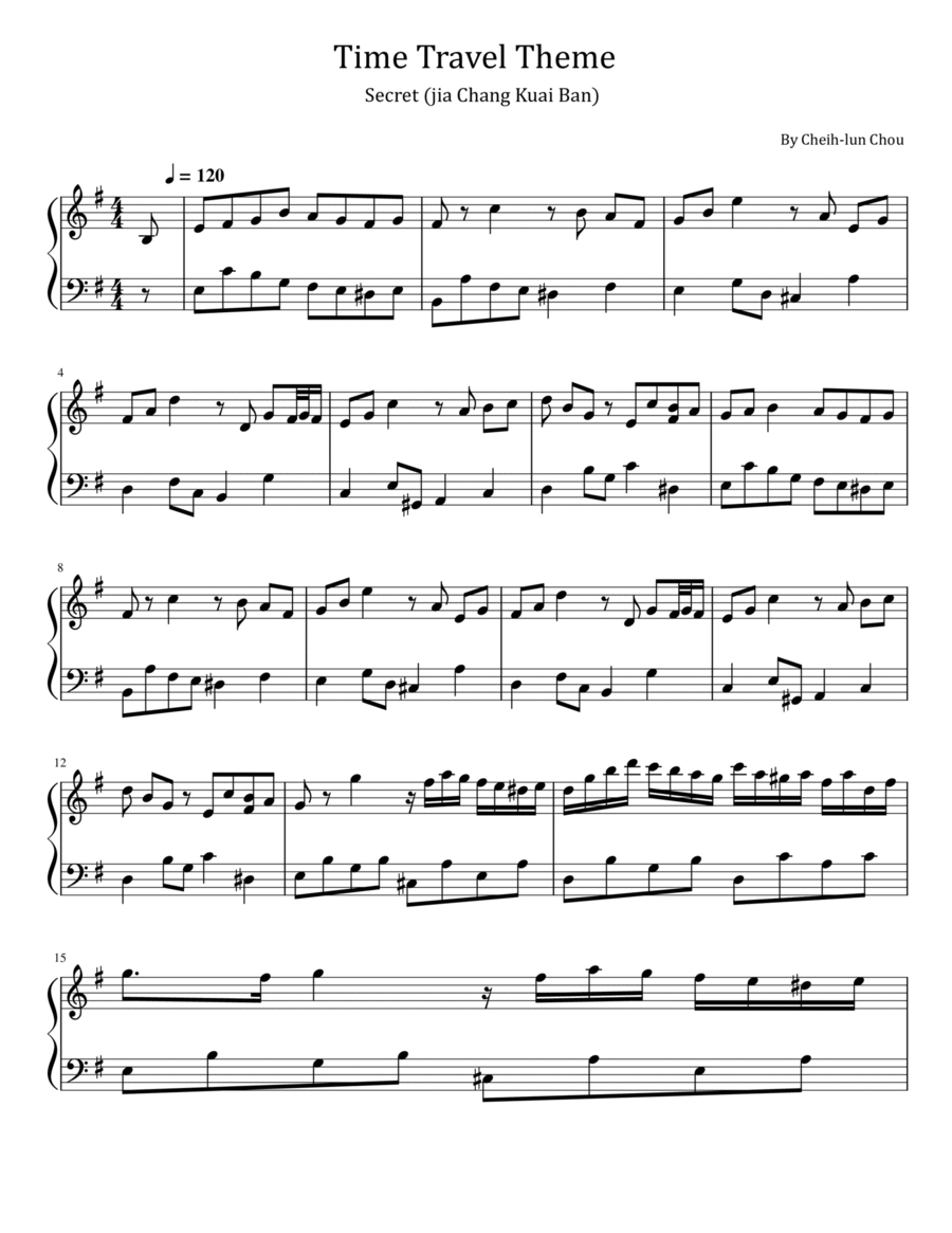 Secret (jia Chang Kuai Ban) Piano Solo scores gallery preview page 1