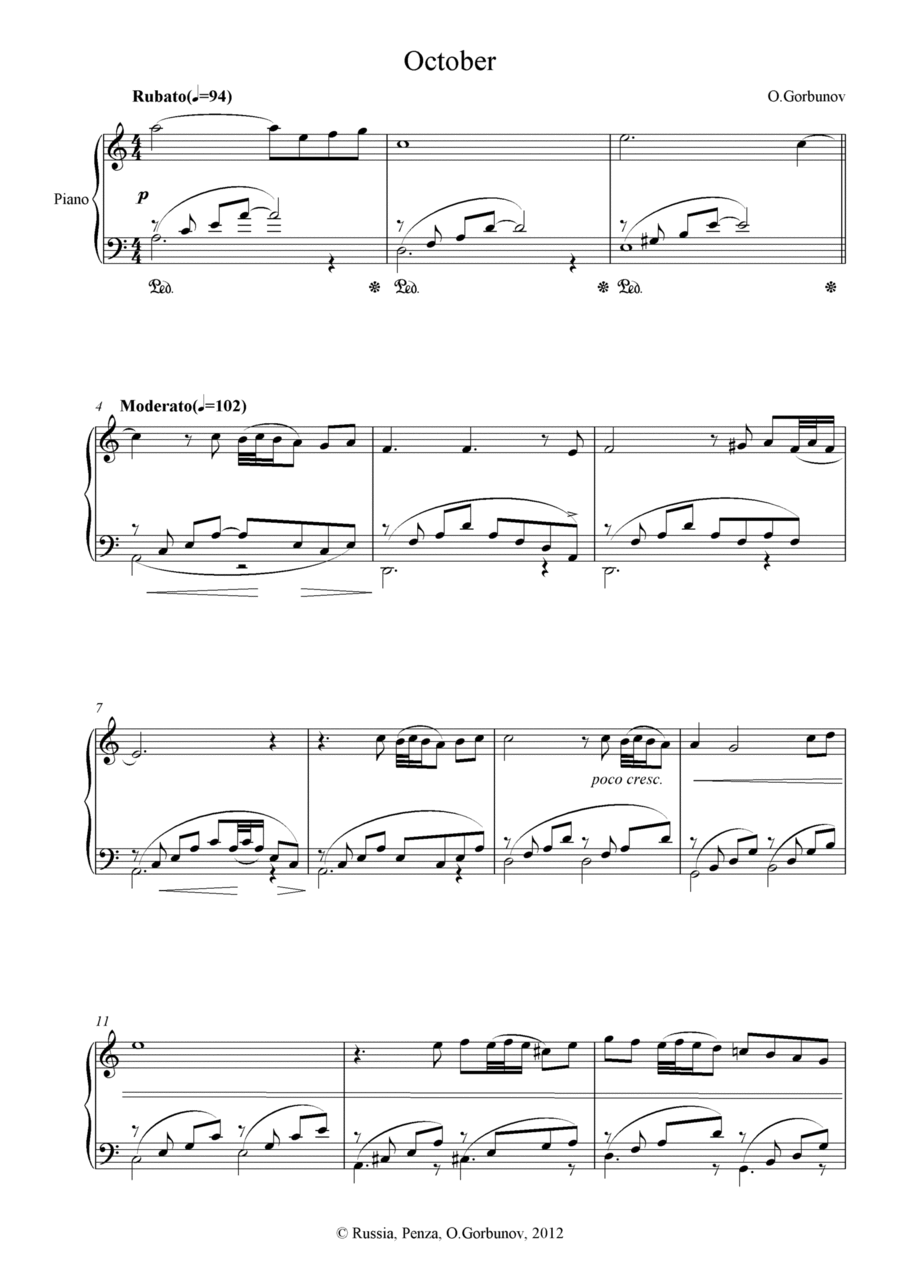 October October Piano Solo scores gallery preview page 1