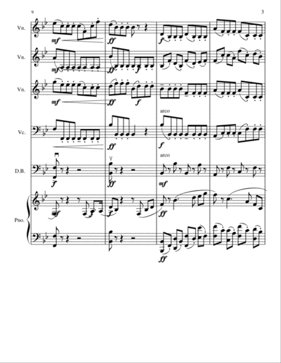 Piano Sextet No. 1 in Bb Major, Mvt. 1 Small Ensemble scores gallery preview page 3