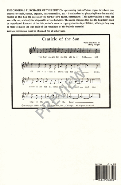 Canticle of the Sun Lyrics Marty Haugen ※