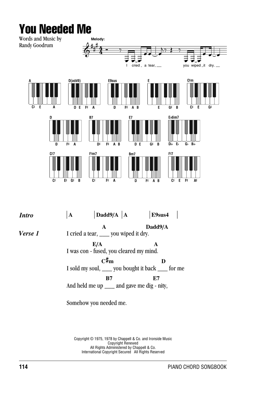 You Needed Me Piano scores gallery preview page 1