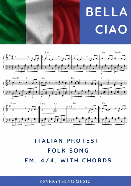 Bella Ciao. Easy original piano arrangement image number null