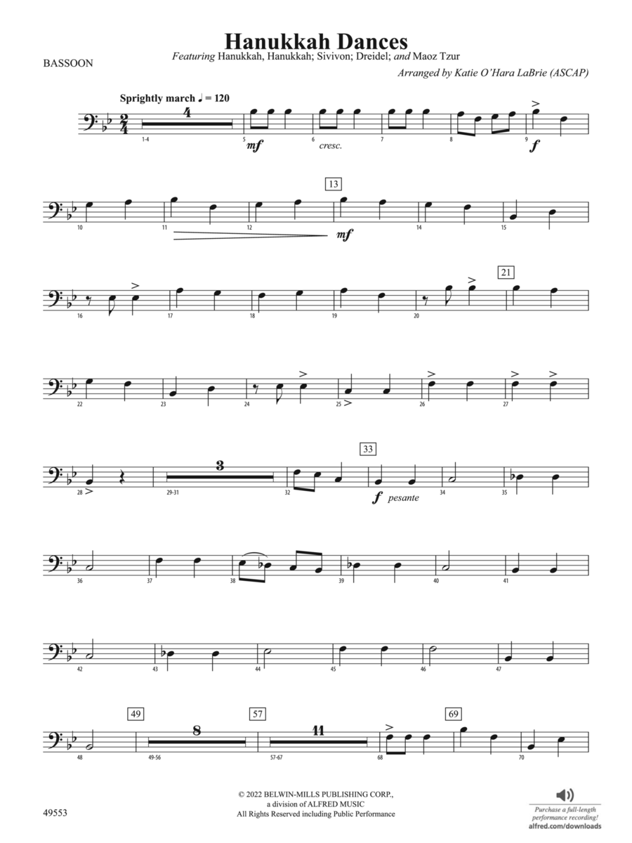 Hanukkah Dances: Bassoon Concert Band scores gallery preview page 1