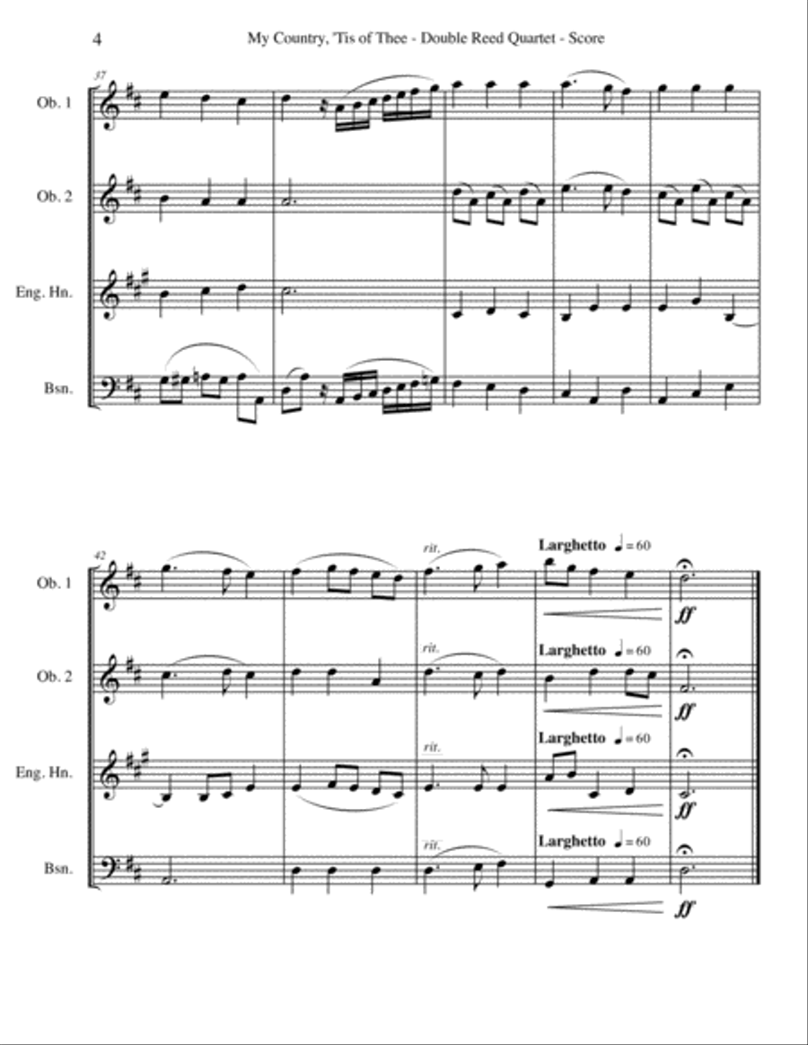 My Country, 'Tis of Thee for Double Reed Quartet Woodwind Quartet scores gallery preview page 4