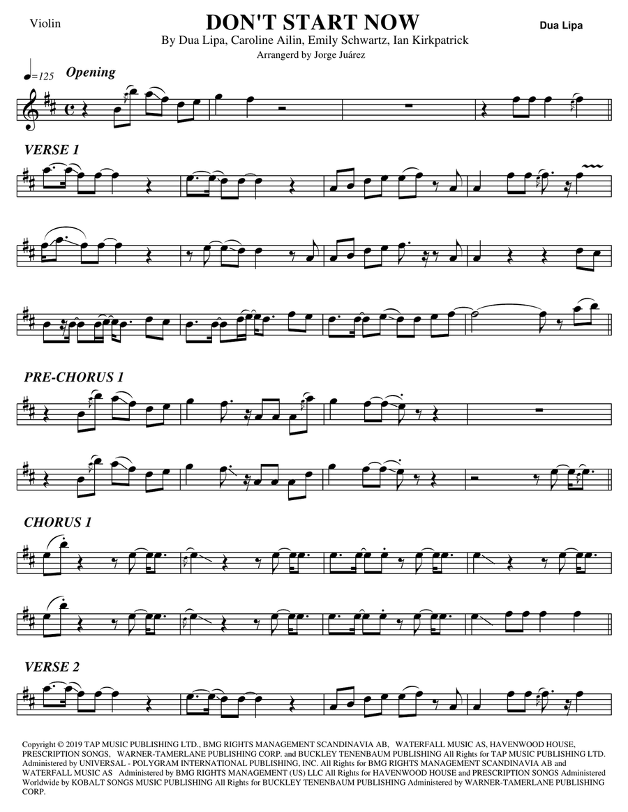 Don't Start Now Violin Solo scores gallery preview page 1