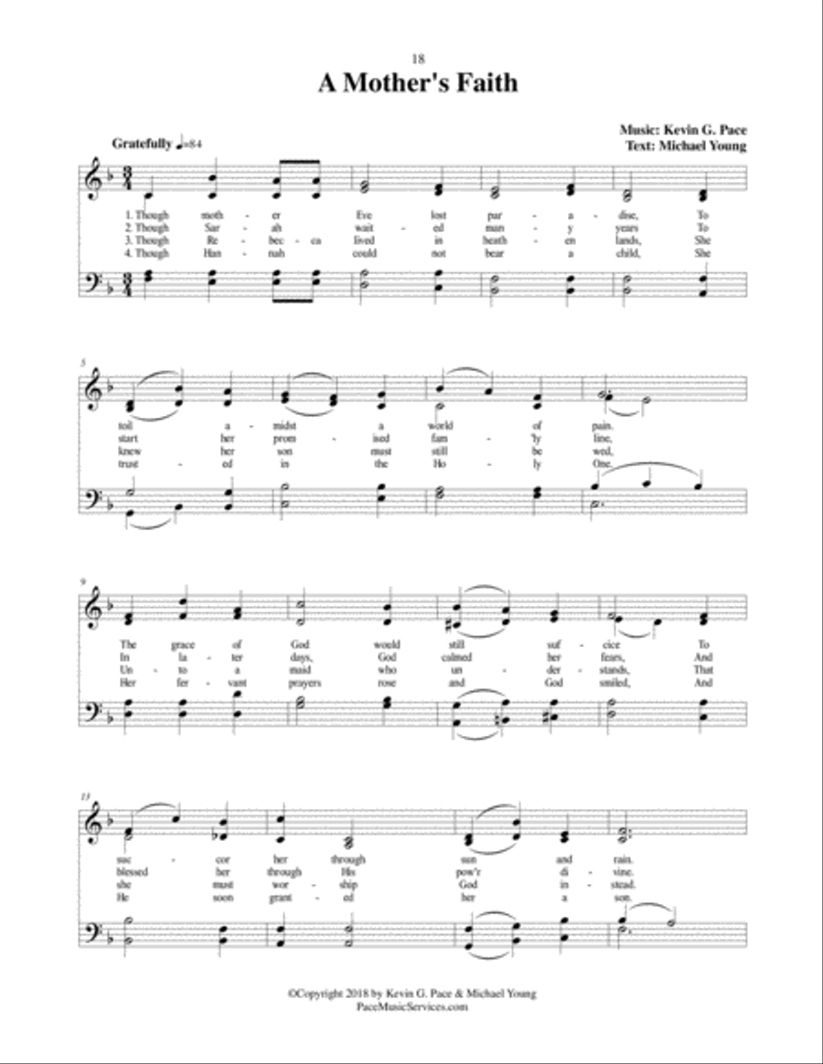 A Mother's Faith - an original Mother's Day hymn 4-Part scores gallery preview page 2
