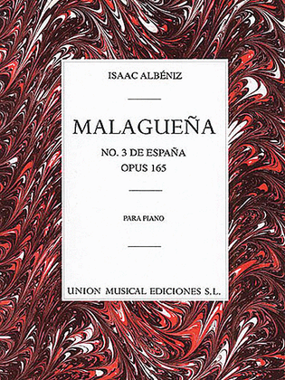 Book cover for Albeniz Malaguena From Espana Op.165 Piano
