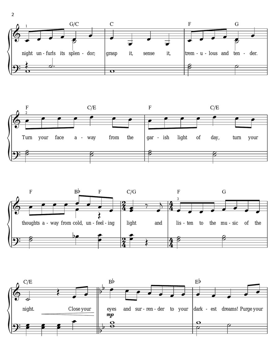 The Music Of The Night (from The Phantom Of The Opera) Easy Piano scores gallery preview page 2