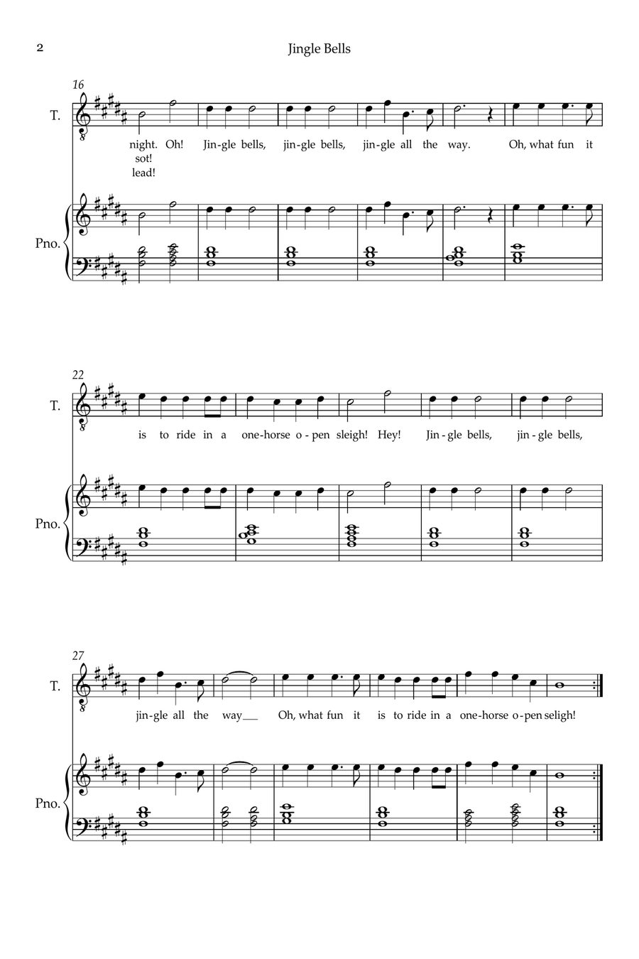 Jingle Bells Jingle Bells Tenor Voice scores gallery preview page 2