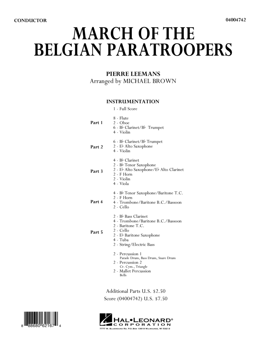 March of the Belgian Paratroopers - Conductor Score (Full Score)