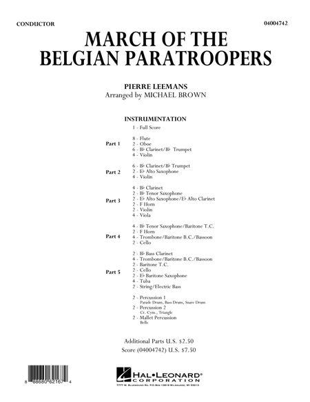 March of the Belgian Paratroopers - Conductor Score (Full Score)