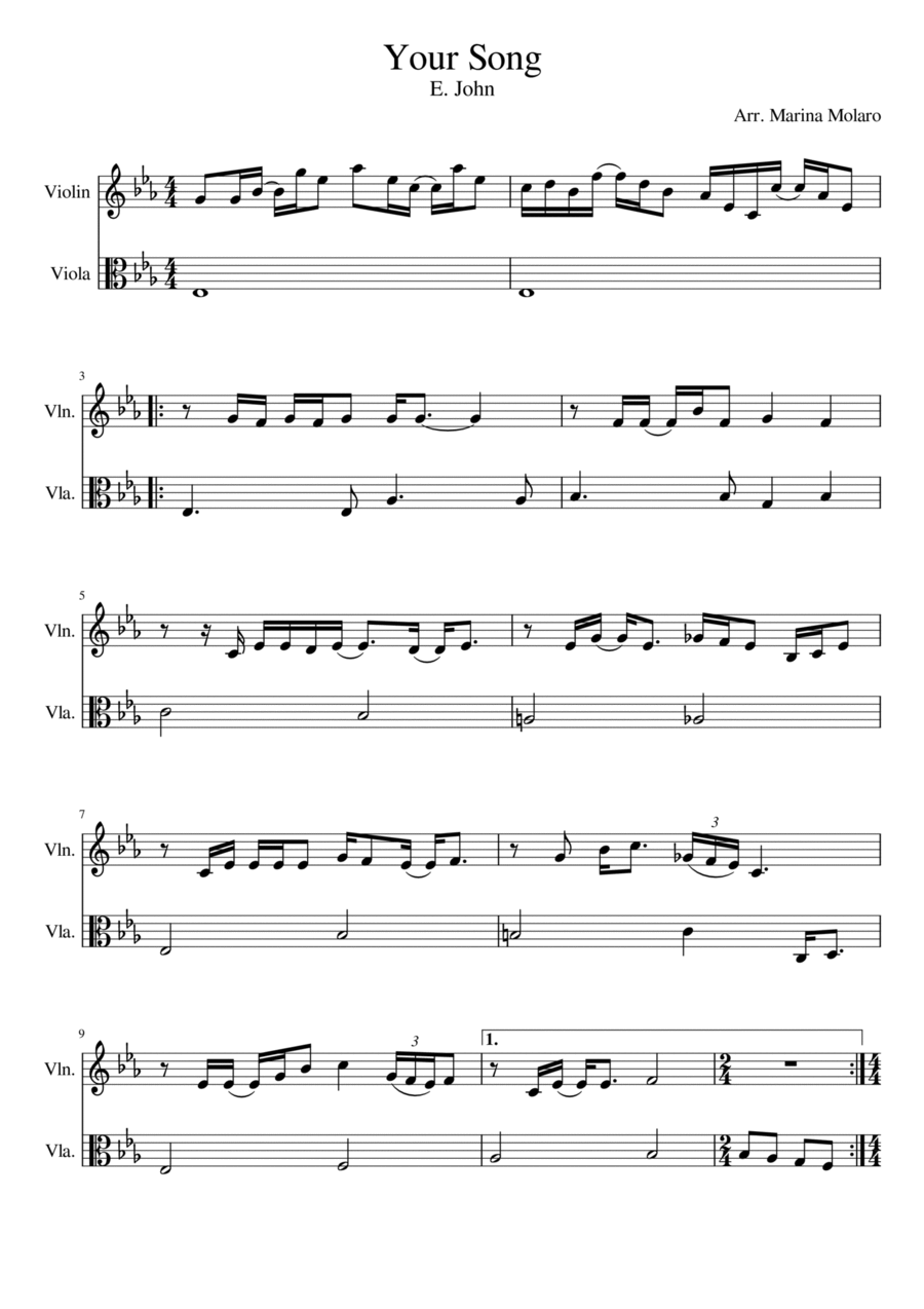 Your Song String Duet scores gallery preview page 1