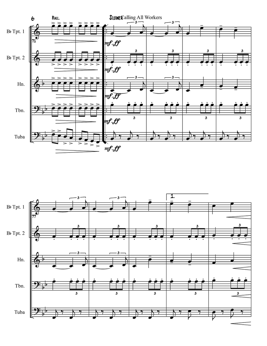 Calling All Workers Calling All Workers Brass Ensemble scores gallery preview page 6