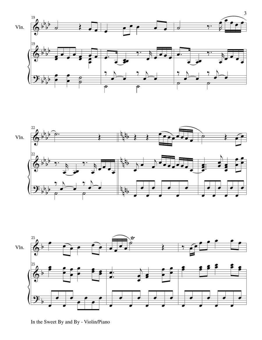 IN THE SWEET BY AND BY (Duet – Viiolin and Piano/Score and Parts) Piano scores gallery preview page 3