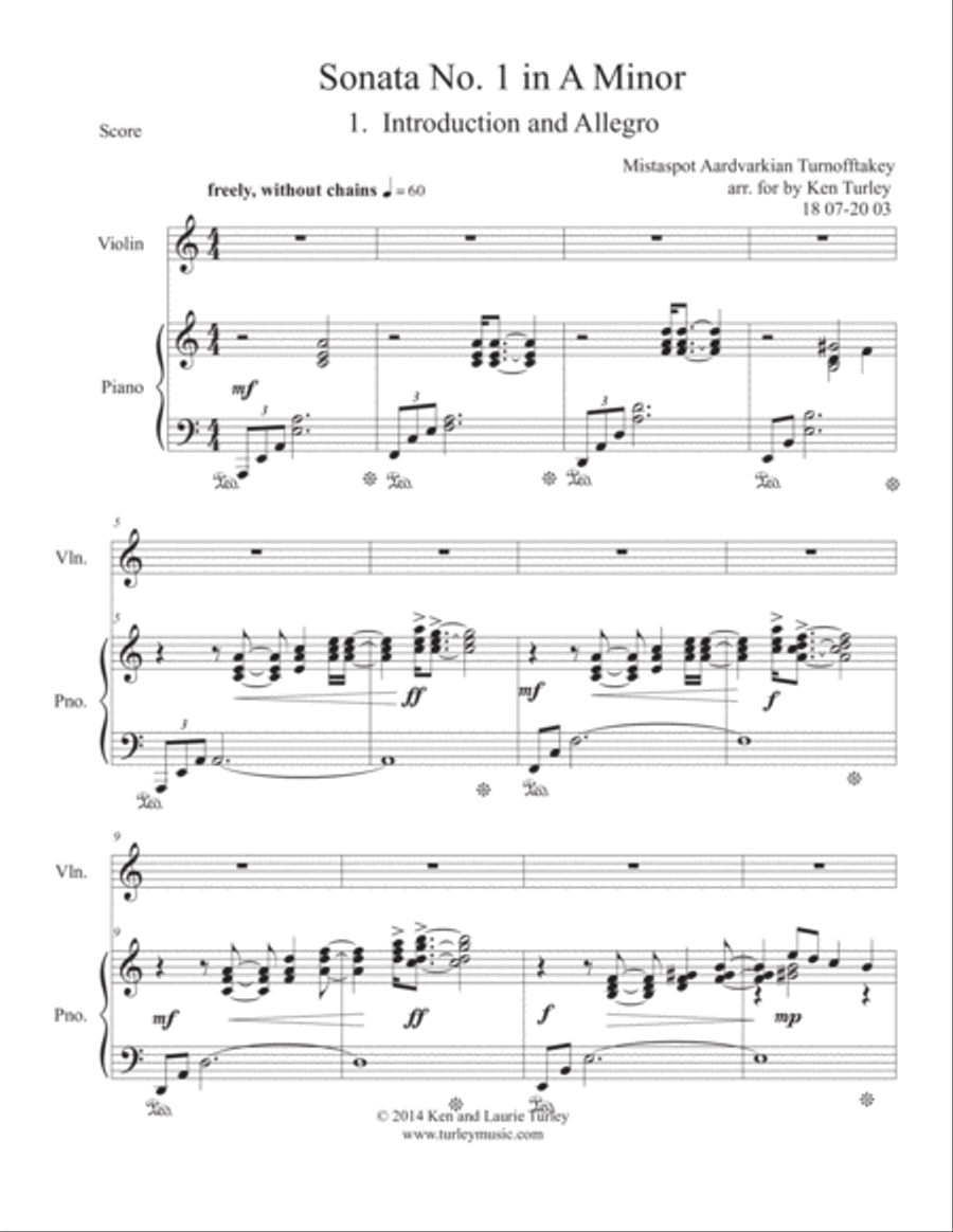 Sonata No. 1 in A Minor for Piano and Violin 