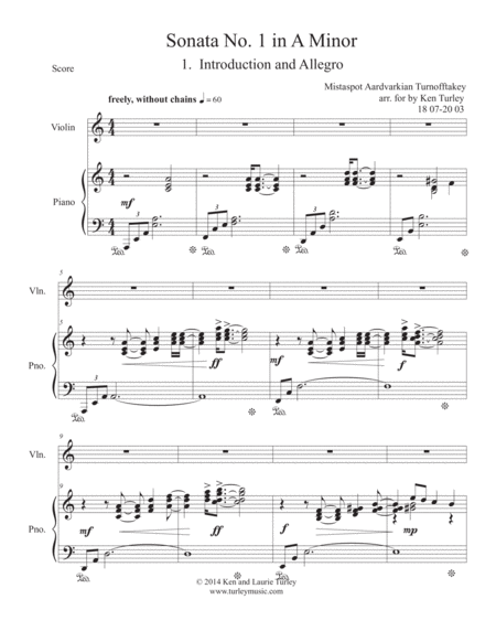 Sonata No. 1 in A Minor for Piano and Violin "Russiana" image number null