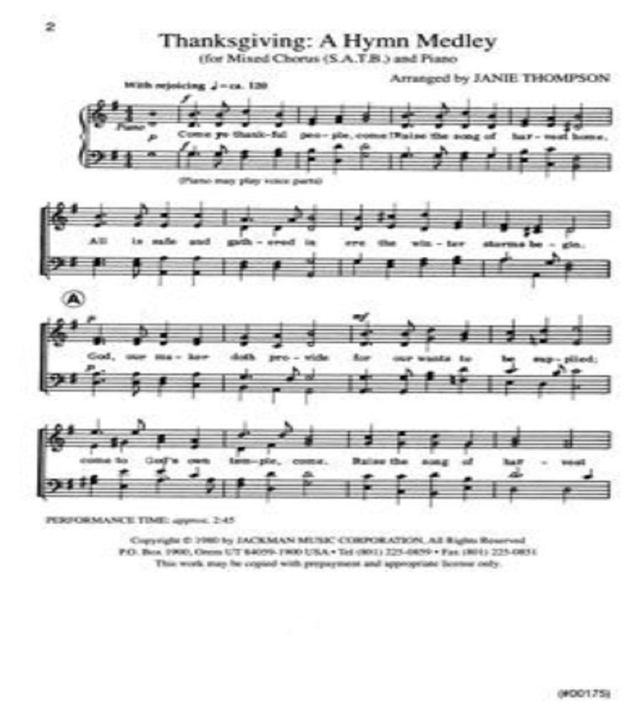 Thanksgiving: A Hymn Medley - SATB 4-Part scores gallery preview page 2