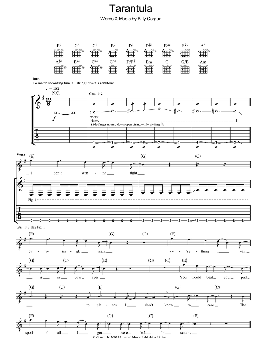 Tarantula Guitar Tablature scores gallery preview page 1