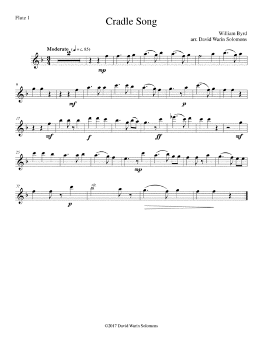 Cradle Song for flute quartet Flute Quartet scores gallery preview page 3