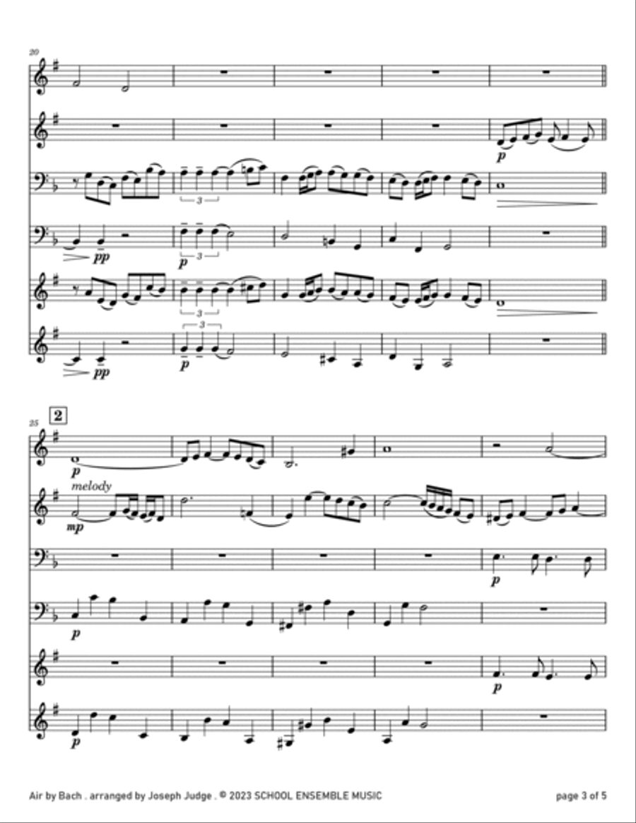 Air by Bach for Brass Quartet in Schools Brass Quartet scores gallery preview page 3