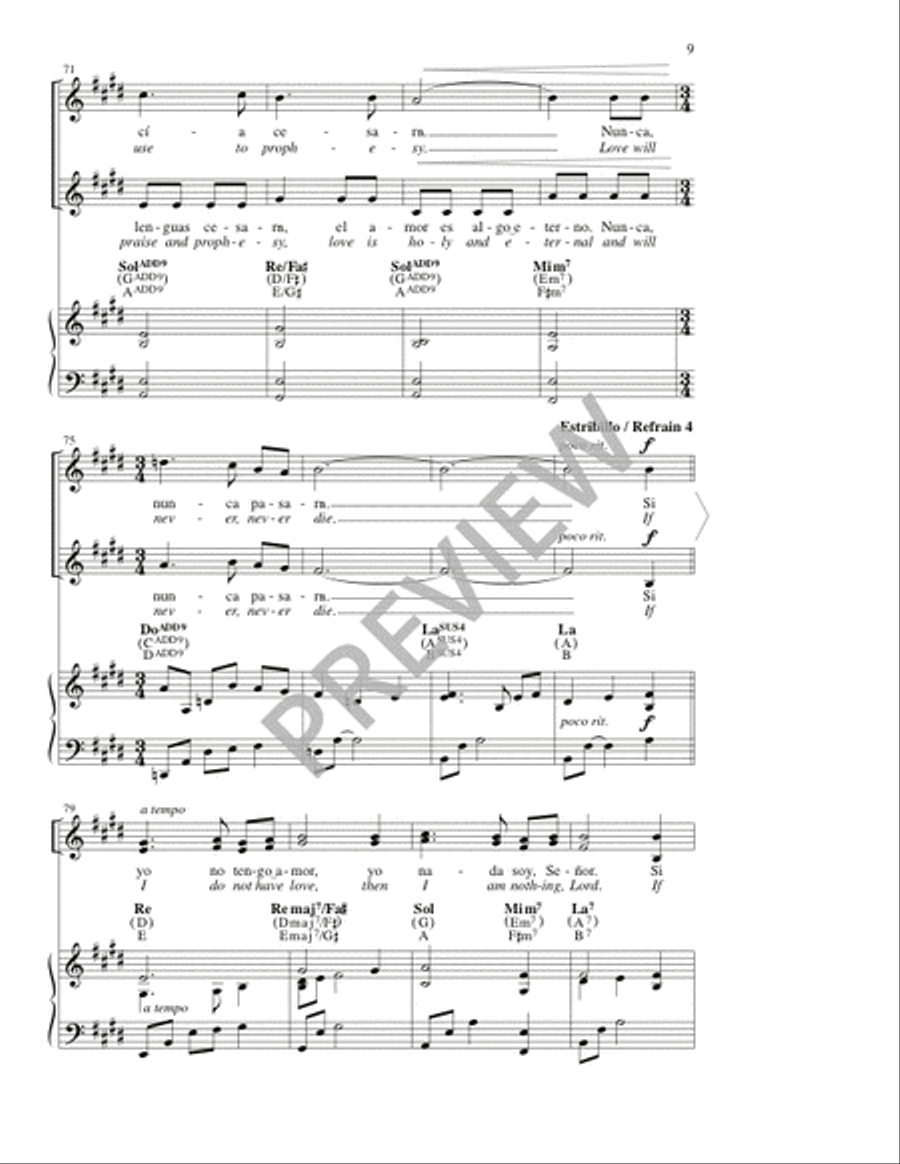 Si Yo No Tengo Amor / If I Do Not Have Love 2-Part scores gallery preview page 9