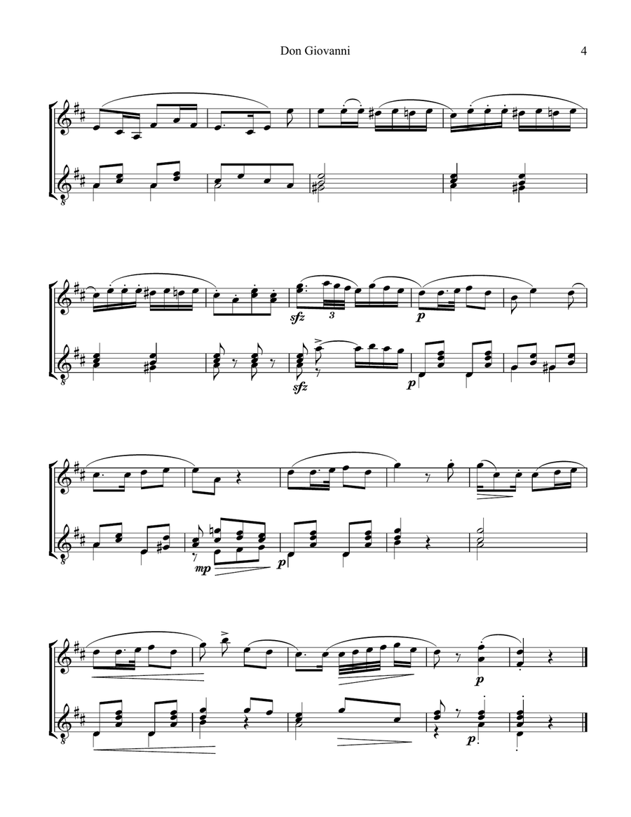 8 short pieces by W.A. Mozart arranged for violin and guitar String Duet scores gallery preview page 5