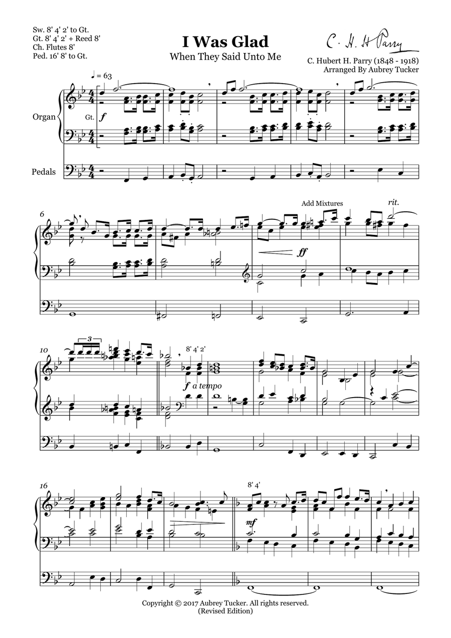 Organ: I Was Glad When They Said Unto Me (Coronation Anthem) - C. Hubert H. Parry Organ Solo scores gallery preview page 2
