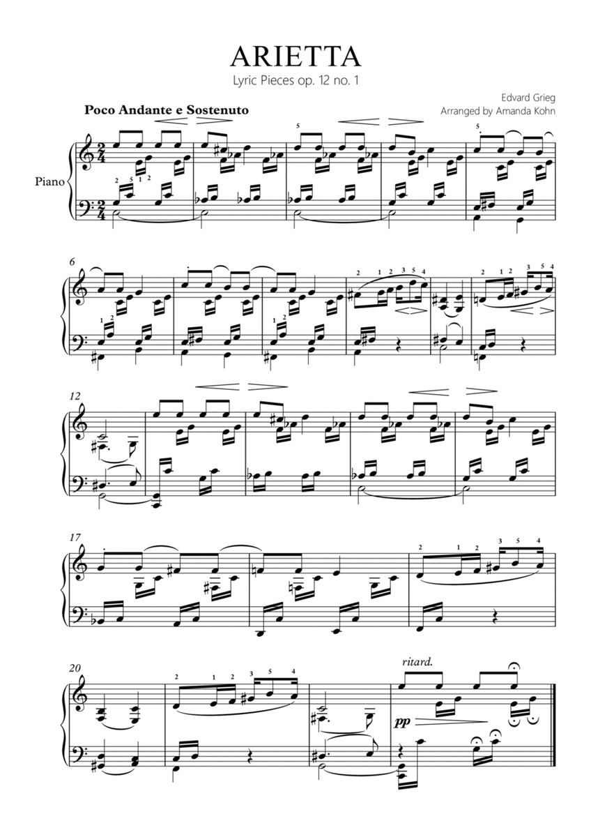 Arietta (Grieg) easy C major version image number null