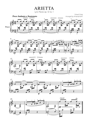 Book cover for Arietta (Grieg) easy C major version