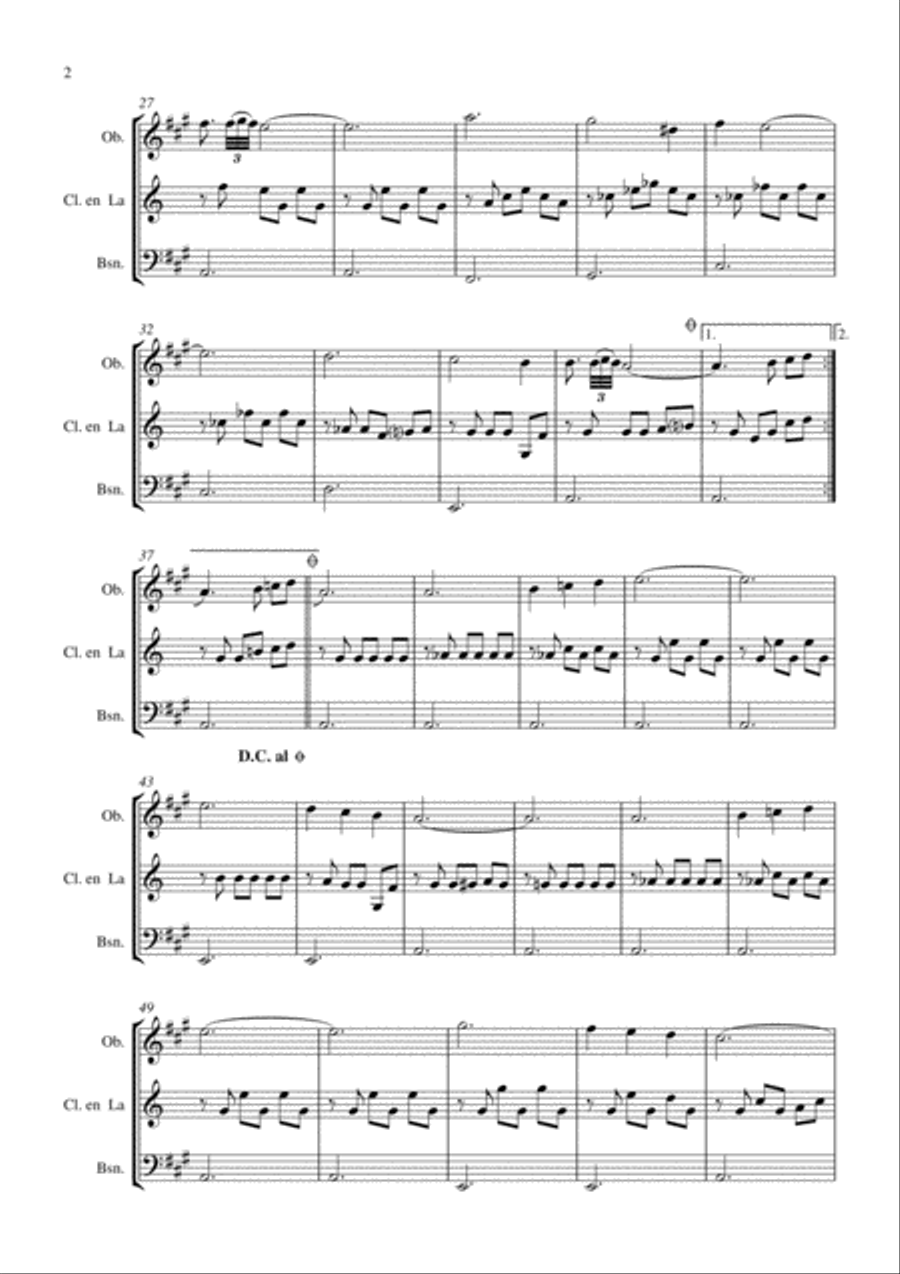 Recuerdos de la Alhambra (reed trio: oboe, clarinet and bassoon) Woodwind Trio scores gallery preview page 2