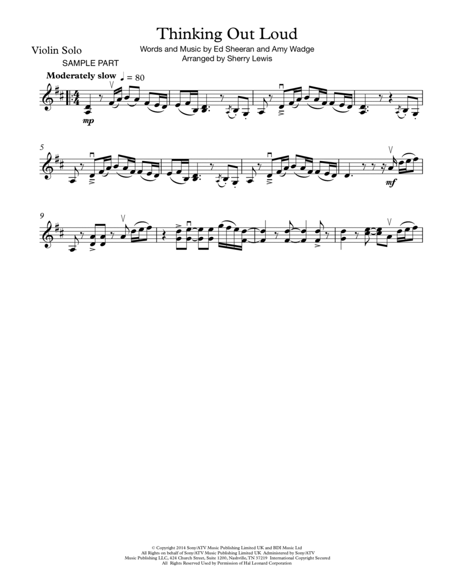 Thinking Out Loud Violin Solo scores gallery preview page 1
