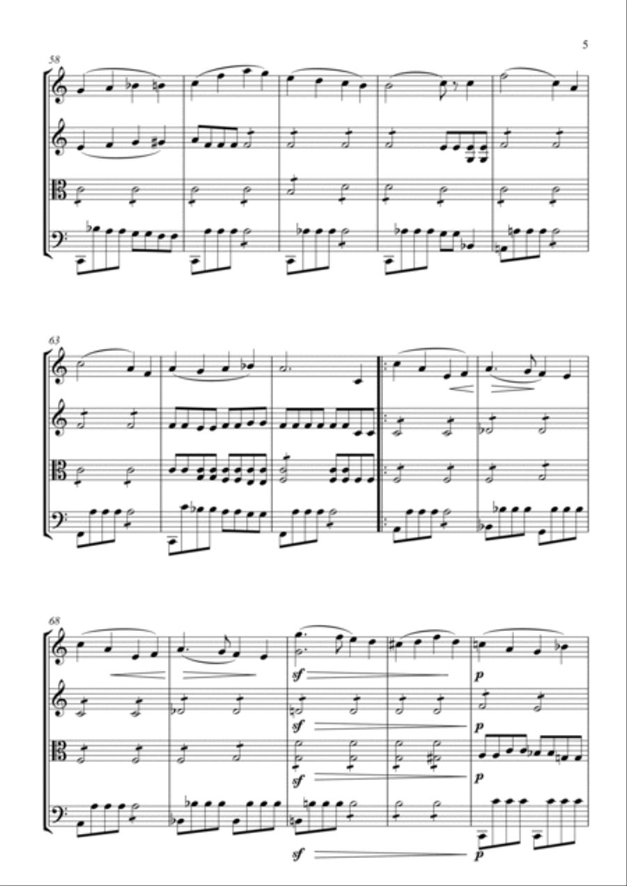 Wedding March from A Midsummer Night's Dream for String Quartet String Quartet scores gallery preview page 5