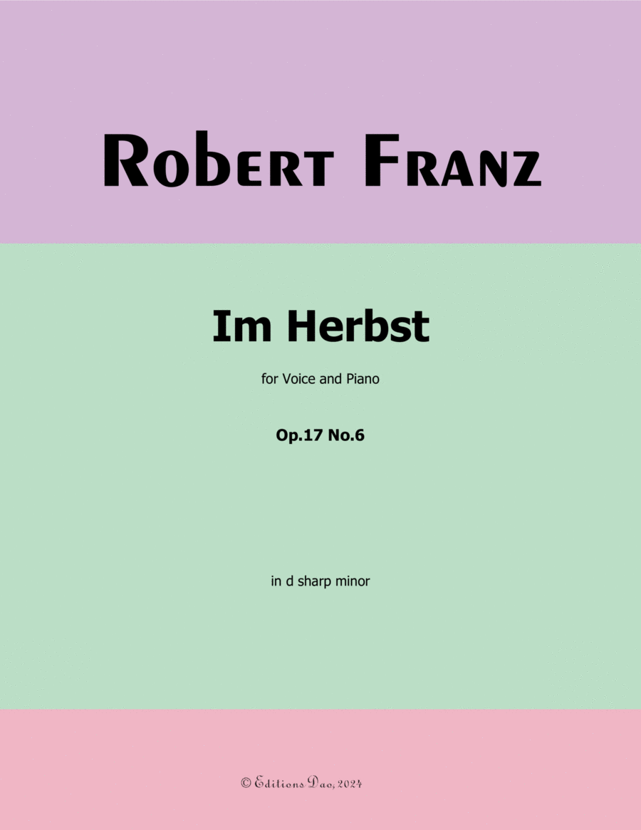 Im Herbst, by Robert Franz, in d sharp minor Voice scores gallery preview page 1