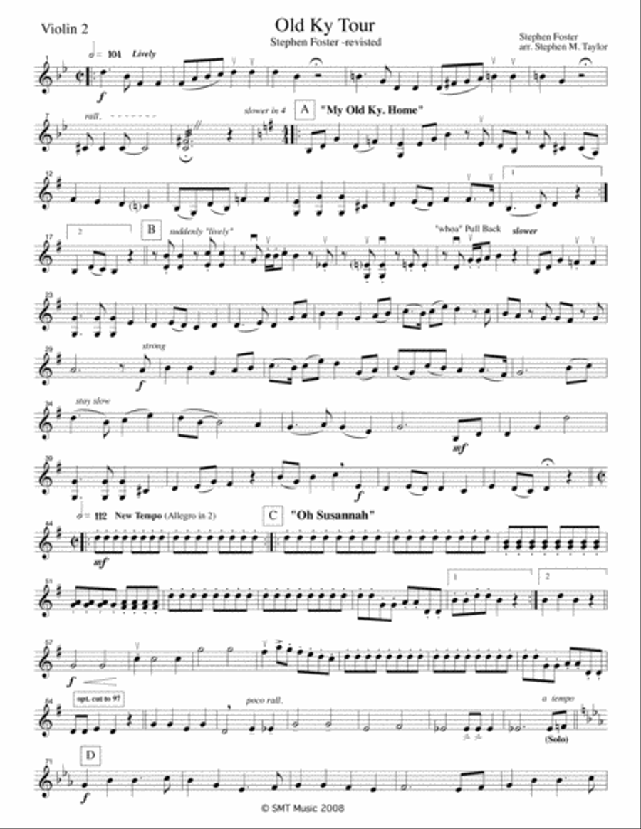 Stephen Foster Revisited (Old Kentucky Home) String Quartet scores gallery preview page 4