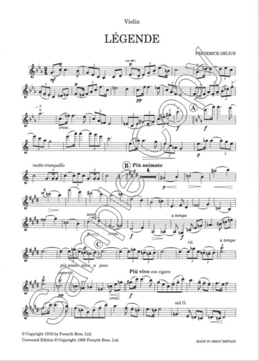 Legende in E flat for Violin Violin Solo scores gallery preview page 2