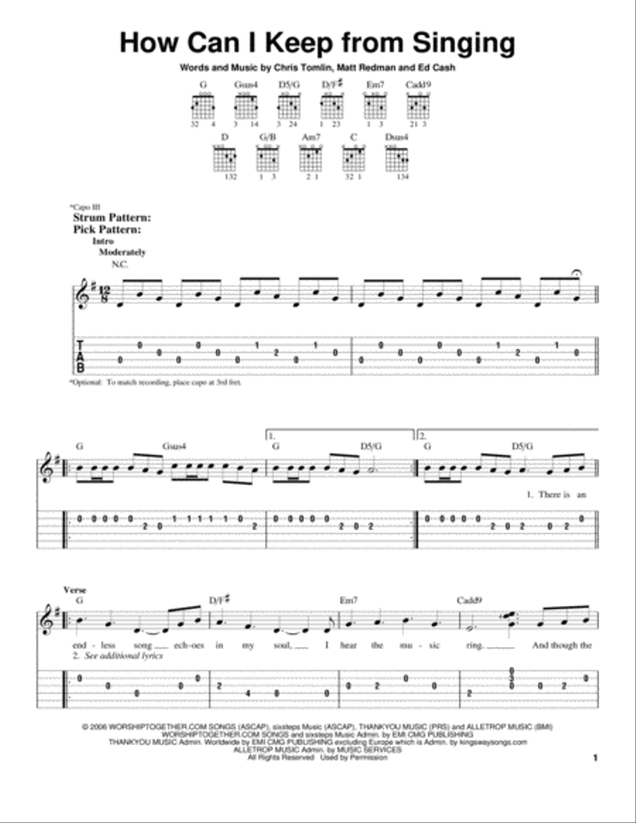 How Can I Keep From Singing Acoustic Guitar scores gallery preview page 1