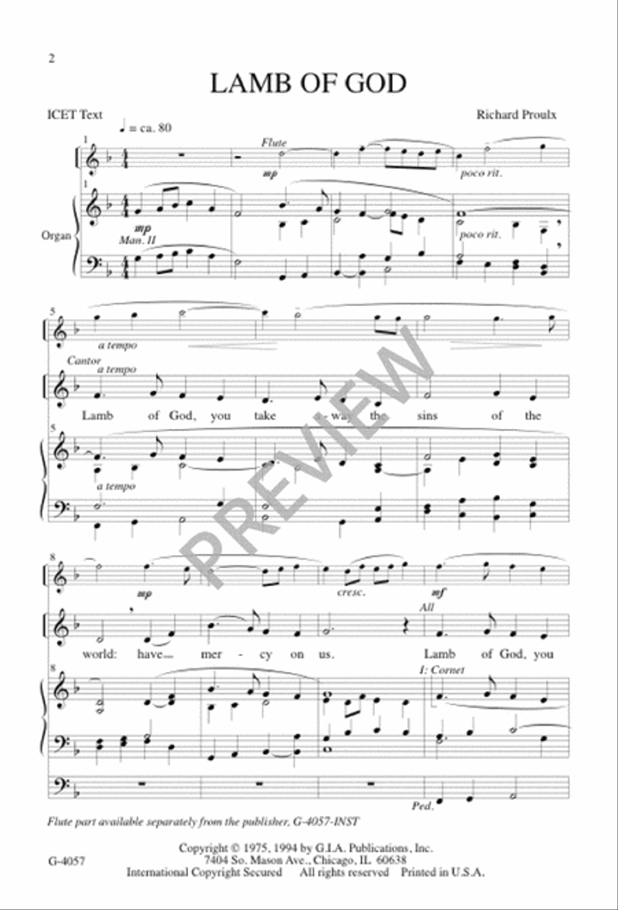 Lamb of God Lamb of God Unison Choir scores gallery preview page 1
