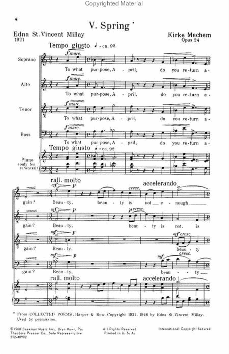Five Centuries of Spring: Spring 4-Part scores gallery preview page 2