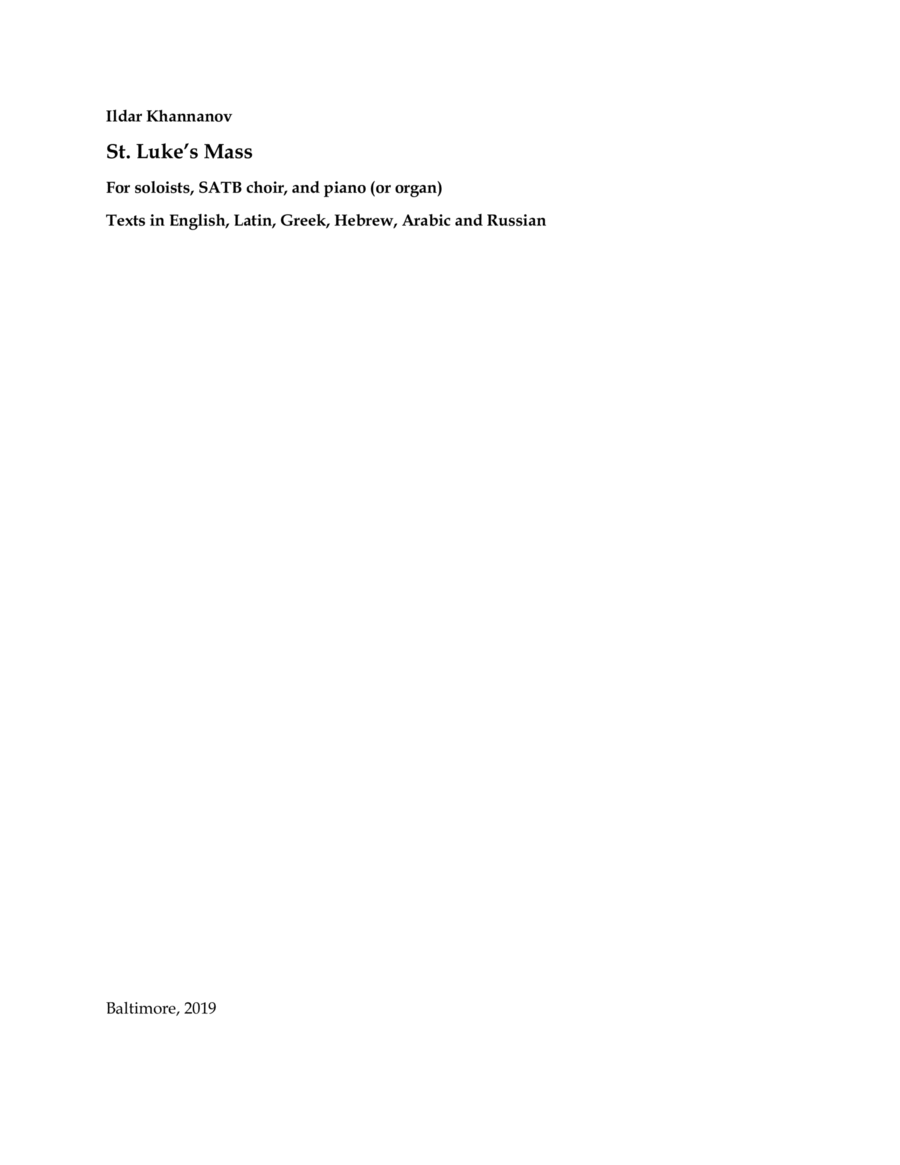 St. Luke's Mass 4-Part scores gallery preview page 1