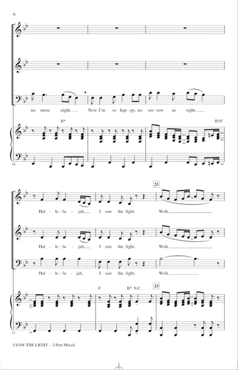 I Saw The Light (arr. Audrey Snyder) 3-Part scores gallery preview page 4
