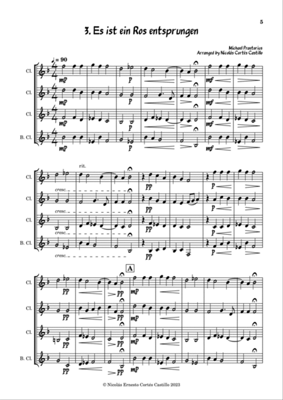 17 Christmas Carols for Clarinet Quartet Clarinet Quartet scores gallery preview page 6