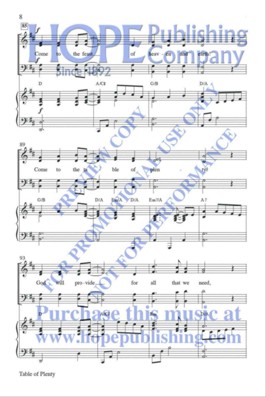 Table of Plenty Choir scores gallery preview page 9