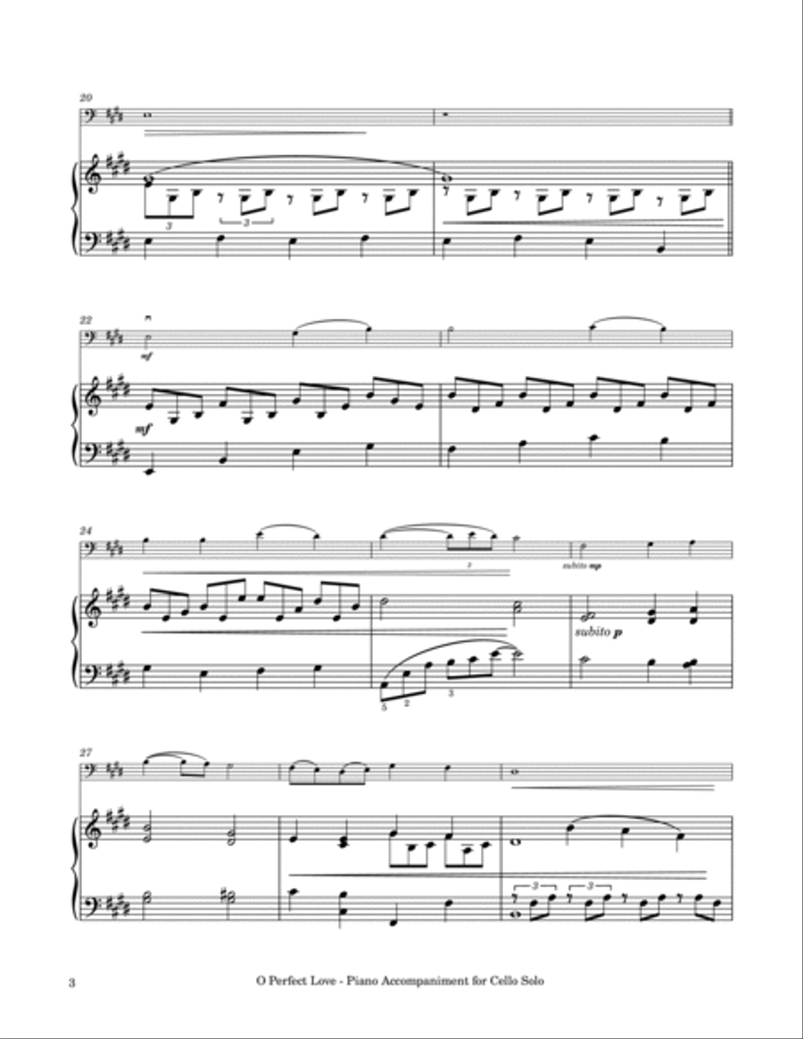 O Perfect Love (Wedding Hymn) - Cello Solo with Piano Accompaniment Piano scores gallery preview page 4