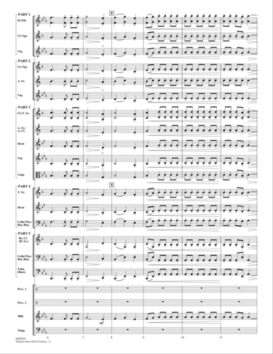 Themes from 1812 Overture - Conductor Score (Full Score) Concert Band scores gallery preview page 4